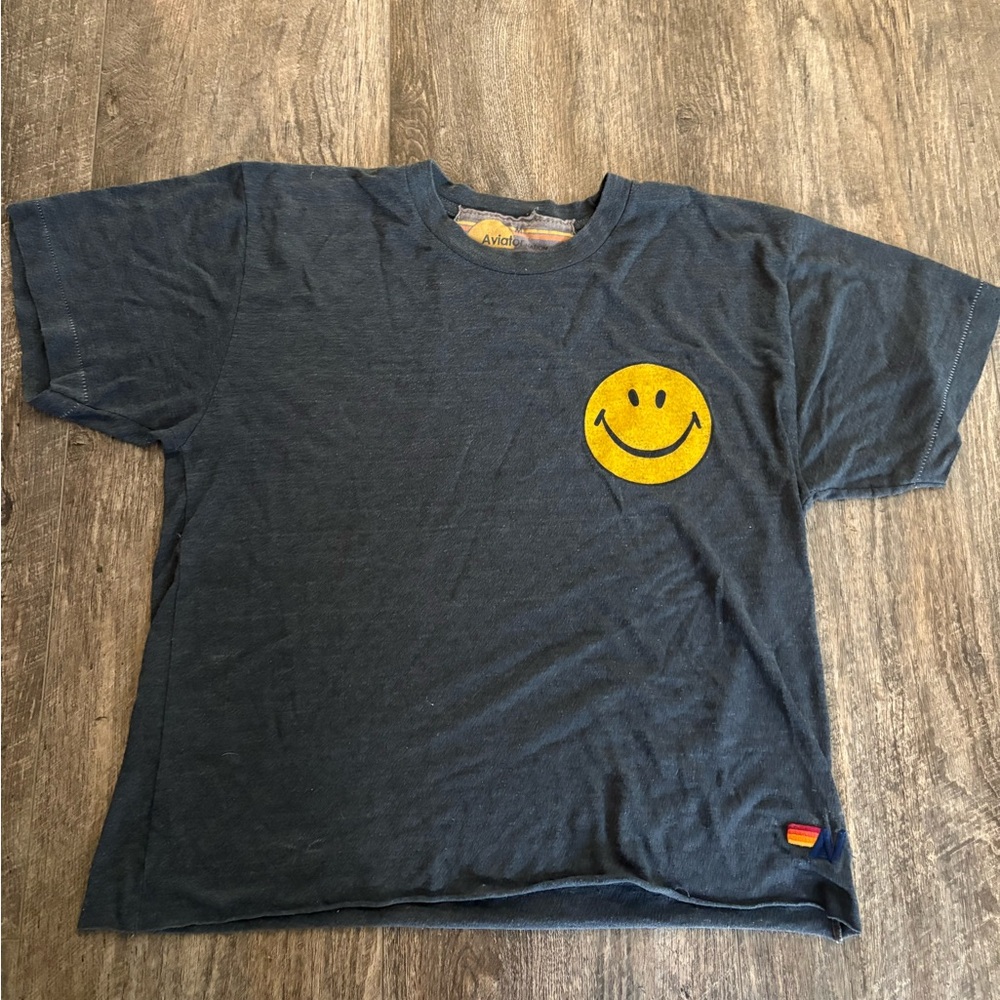 Aviator Nation Navy Austin Tee with Yellow Smiley